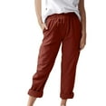 thumbnail image 1 of Jxximdong Pants for Women Women's Straight Pants Elastic Waist Casual Trousers Pants With Pockets Red XL Trousers, 1 of 9