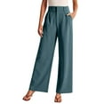 thumbnail image 1 of Jxximdong Pants for Women Women's Trousers Solid Color Thin Pocket High Waist Wide Leg Pants Suit Pants Casual Pants Blue XXXXL Trousers, 1 of 3
