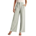 thumbnail image 1 of Jxximdong Pants for Women Women's Trousers Solid Color Thin Pocket High Waist Wide Leg Pants Suit Pants Casual Pants Green XXXXL Trousers, 1 of 3