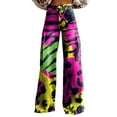thumbnail image 1 of Jxximdong Pants for Women Women's Vintage Flower Daisy Print Casual Wide Leg Pants Yellow XXXXXL Trousers, 1 of 4