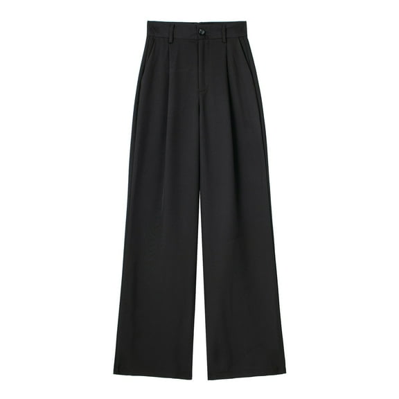Jxximdong Pants for Women Women's Wide Leg Pants High Elastic Waisted In The Back Business Work Trousers Long Straight Suit Pants Black L Trousers