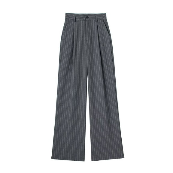 Jxximdong Pants for Women Women's Wide Leg Pants High Elastic Waisted In The Back Business Work Trousers Long Straight Suit Pants Gray XS Trousers