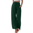 thumbnail image 1 of Jxximdong Pants for Women Womens Daily Elastic Waist Pockets Straight Solid Color Casual Pants Loose Long Trousers Multicolor L Trousers, 1 of 6