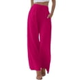 thumbnail image 1 of Jxximdong Pants for Women Womens Daily Elastic Waist Pockets Straight Solid Color Casual Pants Loose Long Trousers Pink XXXL Trousers, 1 of 6