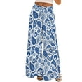 thumbnail image 1 of Jxximdong Pants for Women Womens Wide Leg Palazzo Pants Boho Floral Summer Beach Culottes Flowy Casual Trousers For Vacation Blue XL Trousers, 1 of 4