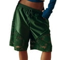 thumbnail image 1 of Jxximdong Running Shorts for Women, Patchwork Lace Trim Shorts Y2K Elastic Waist Baggy Sweat Shorts Workout Shorts, Green Women's Casual Shorts, 1 of 9