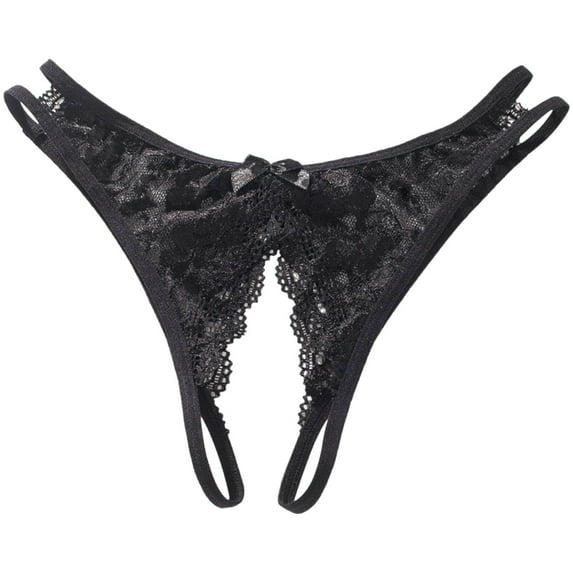 Jxximdong Sexy Lingerie for Women Lace Open Crotch Thong Solid Color Print Breathable Panties Women's Intimates Black