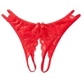 thumbnail image 1 of Jxximdong Sexy Lingerie for Women Lace Open Crotch Thong Solid Color Print Breathable Panties Women's Intimates Red, 1 of 6