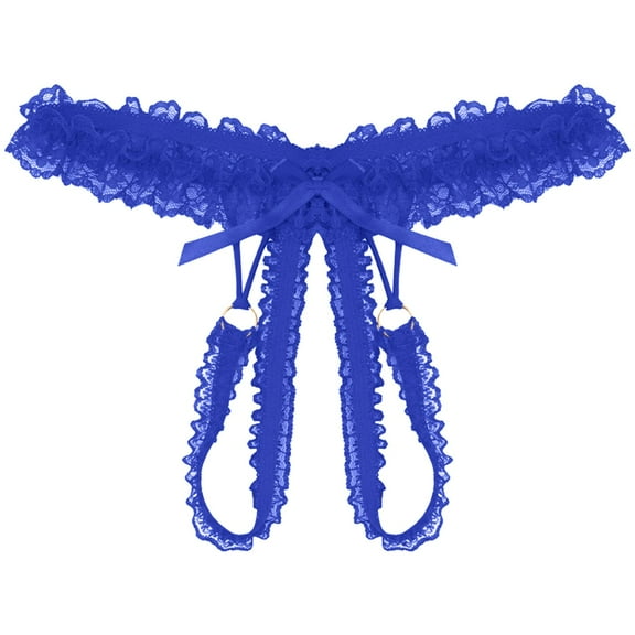 Jxximdong Sexy Lingerie for Women Lace Underpants Open Crotch Panties Low Waist Briefs Underwear Women's Intimates Blue