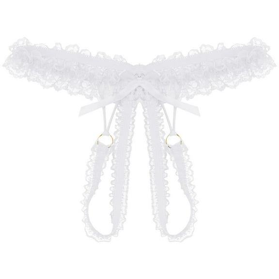Jxximdong Sexy Lingerie for Women Lace Underpants Open Crotch Panties Low Waist Briefs Underwear Women's Intimates White