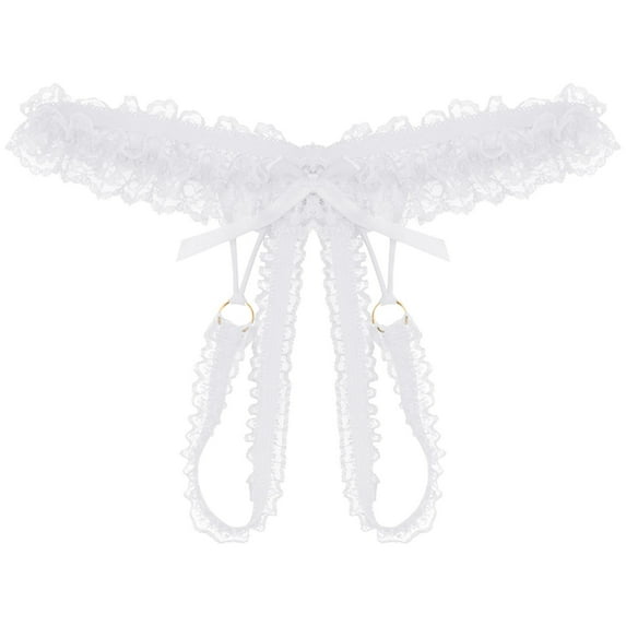 Jxximdong Sexy Lingerie for Women Lace Underpants Open Crotch Panties Low Waist Briefs Underwear Women's Intimates White