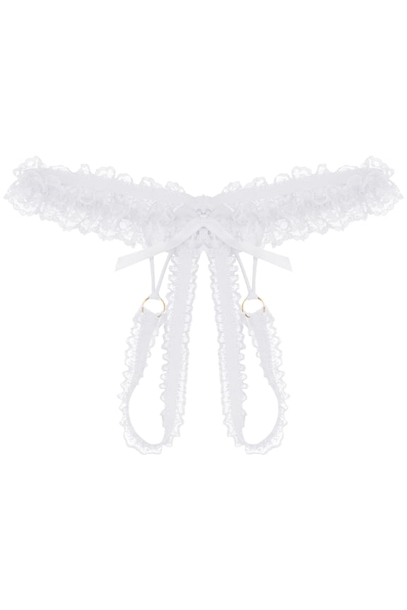 Sexy Lingerie for Women Lace Underpants Open Crotch Panties Low Waist Briefs Underwear Women's Intimates White