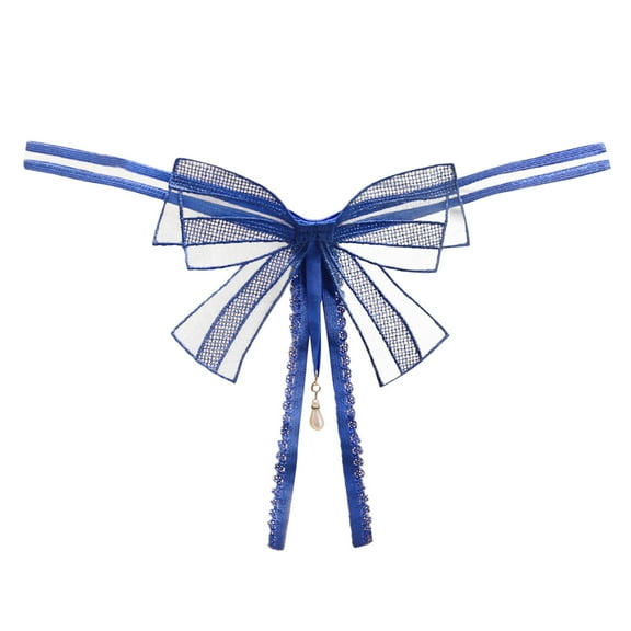 Jxximdong Sexy Lingerie for Women Low Waist Crotchless Panties Plain Hollow Out G String Underwear Women's Intimates Blue