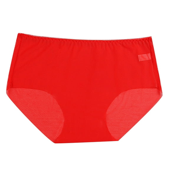Jxximdong Sexy Lingerie for Women Plain Transparent Seamless Panties Breathable Low Waist Briefs Women's Underwear Red