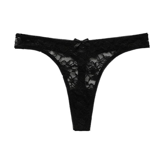 Jxximdong Sexy Lingerie for Women Solid Color Lace Thong Embroidered Perspective Yoga Sports Panties Women's Intimates Black