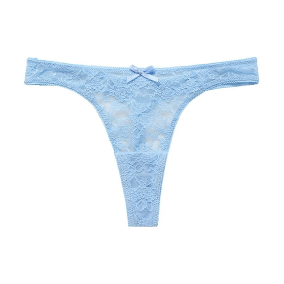 Jxximdong Sexy Lingerie for Women Solid Color Lace Thong Embroidered Perspective Yoga Sports Panties Women's Intimates Blue