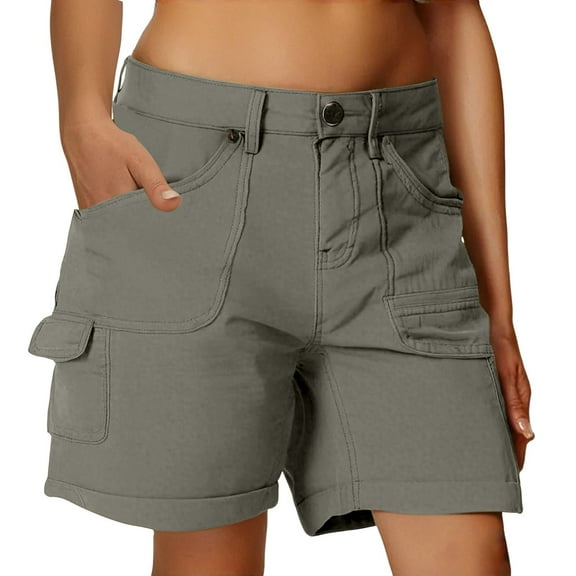 Jxximdong Shorts for Women Women Cargo Shorts Summer Loose Hiking Shorts With Pockets Green L Pants