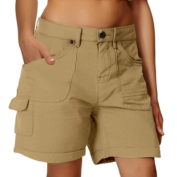 Jxximdong Shorts for Women Women Cargo Shorts Summer Loose Hiking Shorts With Pockets Yellow XXXL Pants