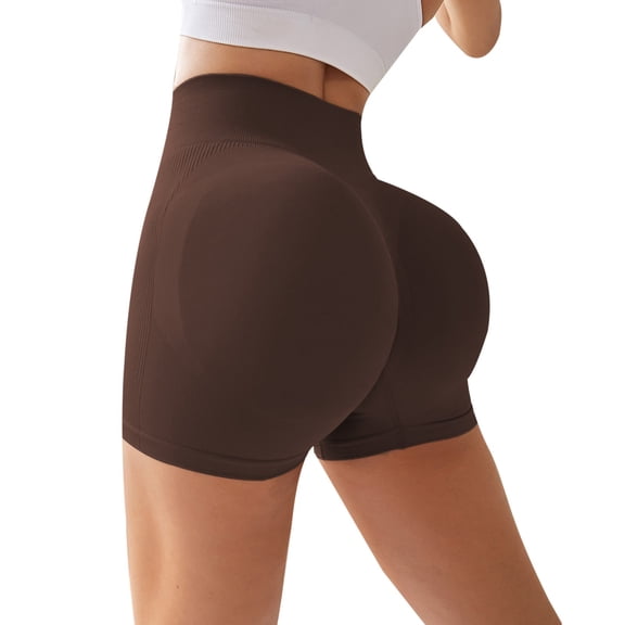 Jxximdong Shorts for Women Women Workout Impact Shorts 4.5" Scrunch Butt Lifting Gym Shorts Seamless Booty Biker Shorts Brown S Pants