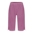 thumbnail image 1 of Jxximdong Shorts for Women Women's Fashionable Casual Slit With Pocket Cotton Linen Loose Shorts Pink XXL Pants, 1 of 8
