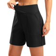 thumbnail image 1 of Jxximdong Shorts for Women Womens Wide Leg Yoga Shorts High Waisted Stretch Shorts Summer Gym Athletic Workout Long Shorts With Pockets Black L Pants, 1 of 9