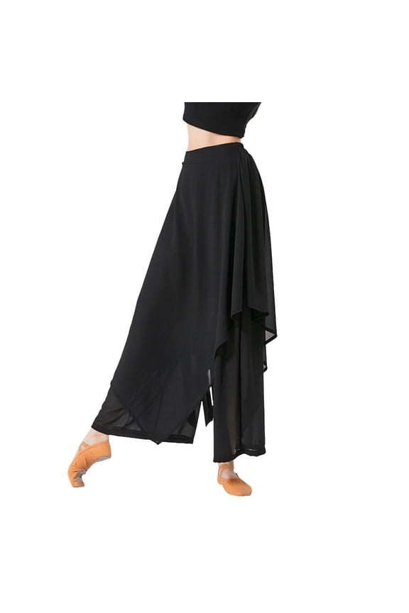 Skorts for Women Casual Classical Dance Long Pants Gymnastics Practice Exercises Dance Training Wide Leg Pants Black L Culottes