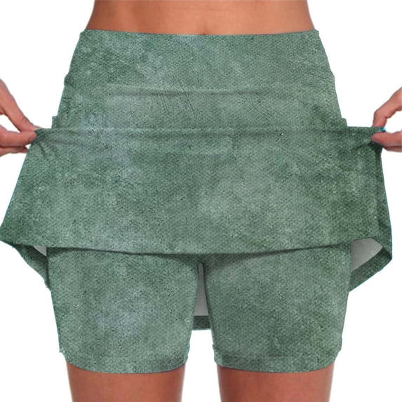 Jxximdong Skorts for Women Women's Fashionable Athleisure Skirt With Pockets Camouflage Printed Mid Rise Skirts Tennis Skirts Green XXXXL Culottes