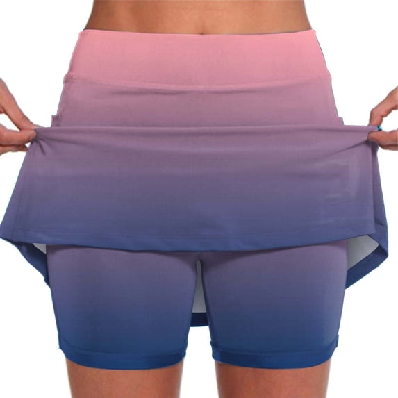 Jxximdong Skorts for Women Women's Fashionable Athleisure Skirt With Pockets Camouflage Printed Mid Rise Skirts Tennis Skirts Pink S Culottes