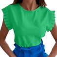 thumbnail image 1 of Jxximdong Tshirts for Women Women Sleeveless Summer Tops Folds O Neck Slim Fit Work Athletic Shirts Casual Blouse Green Summer Tops M, 1 of 9