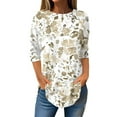 thumbnail image 1 of Jxximdong Tshirts for Women Women's Printed Fashionable Casual Round Neck And Three Quarter Sleeve Top Yellow Summer Tops XXXXL, 1 of 5