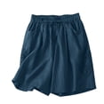 thumbnail image 1 of Jxximdong Women Blouses, Cotton Linen Short Sleeve Tshirt and Elastic Waist Shorts Set Breathable Summer Casual 2Pcs Outfit, Blue Daily Dresses for Women, 1 of 9