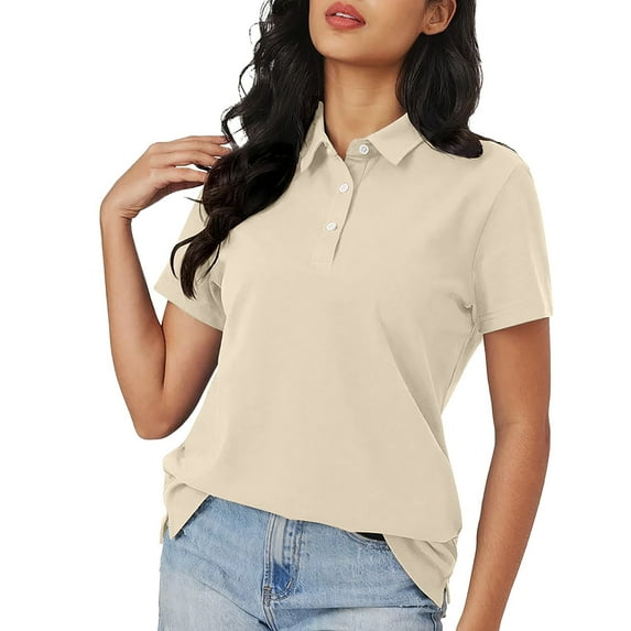 Jxximdong Women Blouses, New Casual Short Sleeved T Shirt Solid Color Collared Slimming Tops, Clear Daily Dresses for Women