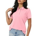 thumbnail image 1 of Jxximdong Women Blouses, New Casual Short Sleeved T Shirt Solid Color Collared Slimming Tops, Pink Daily Dresses for Women, 1 of 6