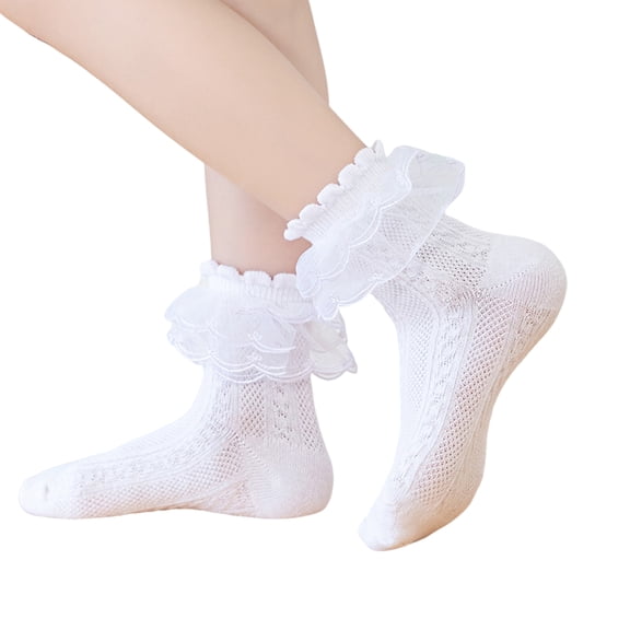 Jxzom 1-15T Kids Toddler Baby Girls Ruffle Lace Socks Cute Knit Mesh Patchwork Princess Dress Socks