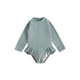 thumbnail image 1 of Jxzom 1-5T Toddler Little Girl One Piece Swimsuit Ruffled Long Sleeve Zip Up Rash Guard Swimwear Bathing Suit, 1 of 7