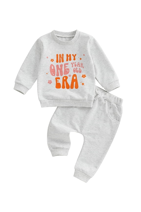 Baby Girl First Birthday Outfit In My One Year Old Era Sweatshirt Tops Long Sleeve 1st Birthday Shirt Pants Fall Clothes Set