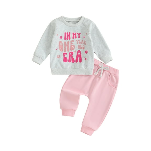 Jxzom Baby Girl First Birthday Outfit In My One Year Old Era Sweatshirt Tops Long Sleeve 1st Birthday Shirt Pants Fall Clothes Set