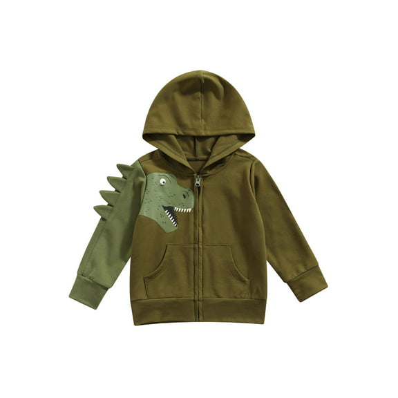 Jxzom Boys Clothes 2T 3T 4T 5T Dinosaur Zip Up Hoodies Kids Fall Winter Sweatshirt Long Sleeve Hooded Tops with Pocket