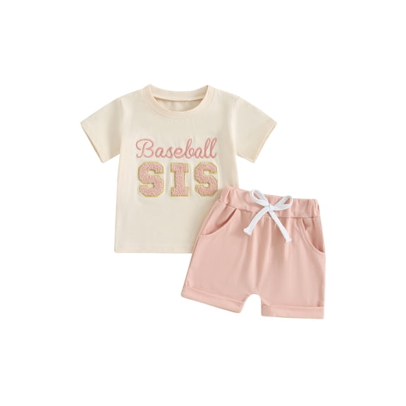 Jxzom Brother Sister Matching Outfits Letter Embroidery Short Sleeve T-Shirt Shorts Set 3 6 12 18 Months 2T 3T Boy Girl Baseball Outfit