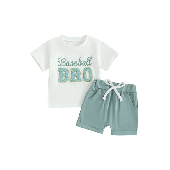 Jxzom Brother Sister Matching Outfits Letter Embroidery Short Sleeve T-Shirt Shorts Set 3 6 12 18 Months 2T 3T Boy Girl Baseball Outfit