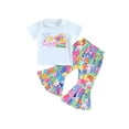 thumbnail image 1 of Jxzom Easter Outfit Baby Girl Short Sleeve 12M 18M 24M 3T 4T 5T Baby Bunny T-Shirt Tops Flared Pants Egg Bell Bottoms Summer Clothes, 1 of 7