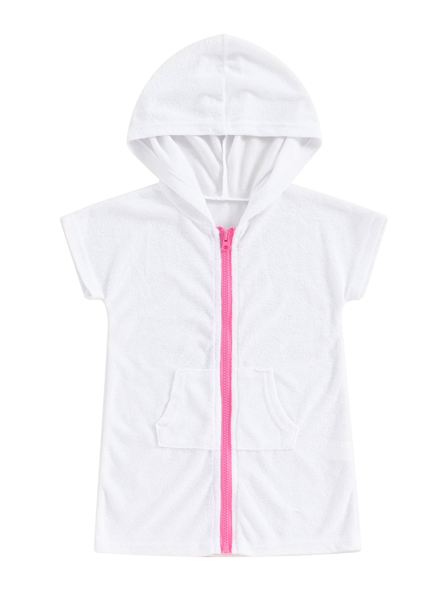 Jxzom Girls Swim Cover Up Kid Hooded ZipUp Terry Swimsuit Coverup Towel Bathing Suit Bathrobe