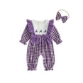 thumbnail image 1 of Jxzom Halloween Baby Girl Outfit 0 3 6 12 18 Months Infant Long Sleeve Ruffle Bow Plaid Embroidery Witch Hat Jumpsuit  Romper Cute Fall Clothes, 1 of 10
