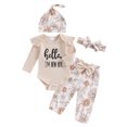 thumbnail image 1 of Jxzom Hello I'm New Here Baby Clothes Set Newborn Ruffle Ribbed Romper Top Floral Shorts Set Little Coming Home Spring Outfit, 1 of 8
