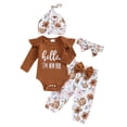 thumbnail image 1 of Jxzom Hello I'm New Here Baby Clothes Set Newborn Ruffle Ribbed Romper Top Floral Shorts Set Little Coming Home Spring Outfit, 1 of 8