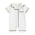 thumbnail image 1 of Jxzom Infant Baby Boy Girl Pajamas Rompers 0 3 6 12 18 24 Months Short Sleeve Solid Buttons Jumpsuit Overalls Summer Clothes, 1 of 8