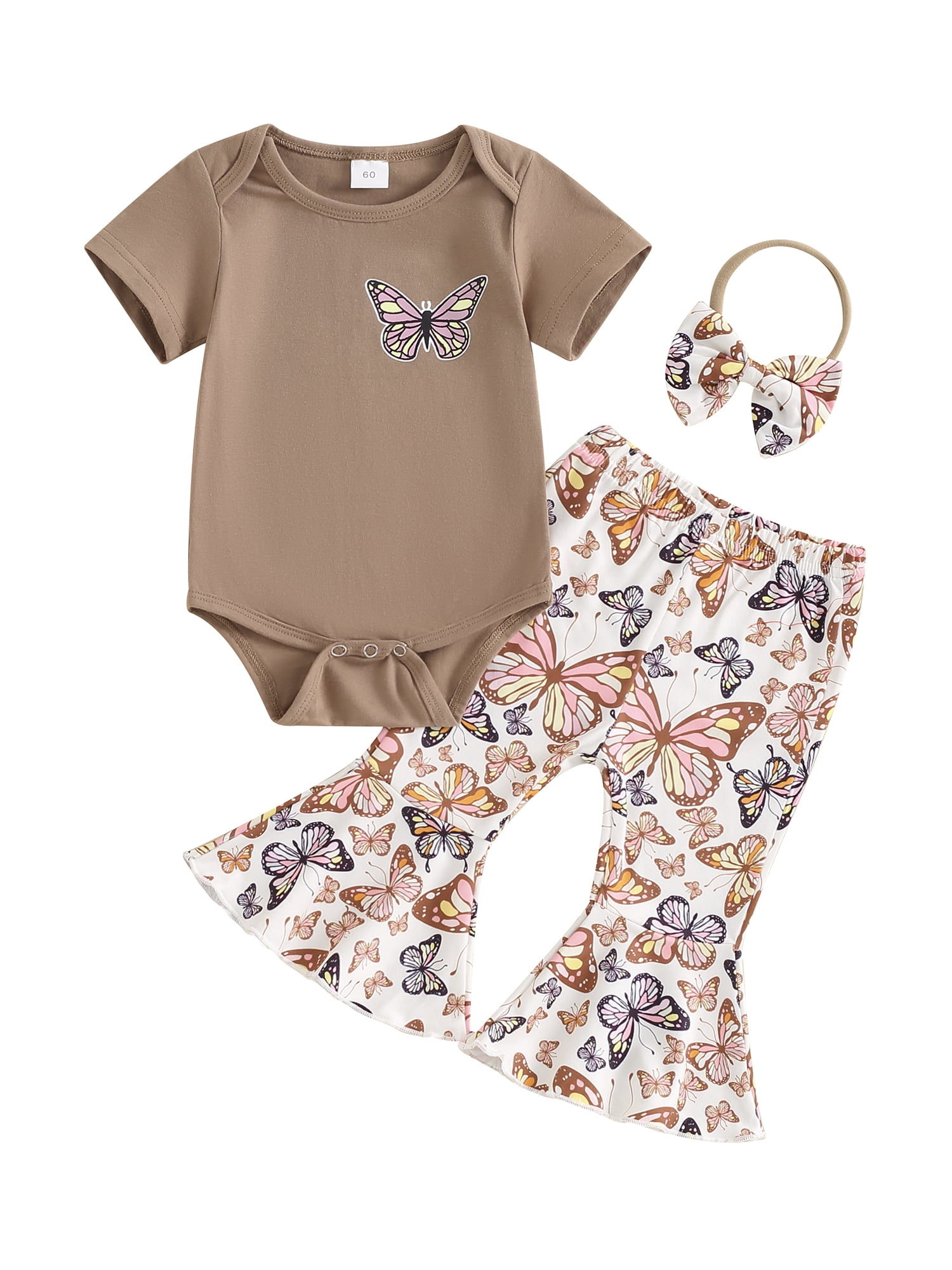 Jxzom Infant Baby Girl Summer Outfits 3 6 12 18 Months Butterfly Print