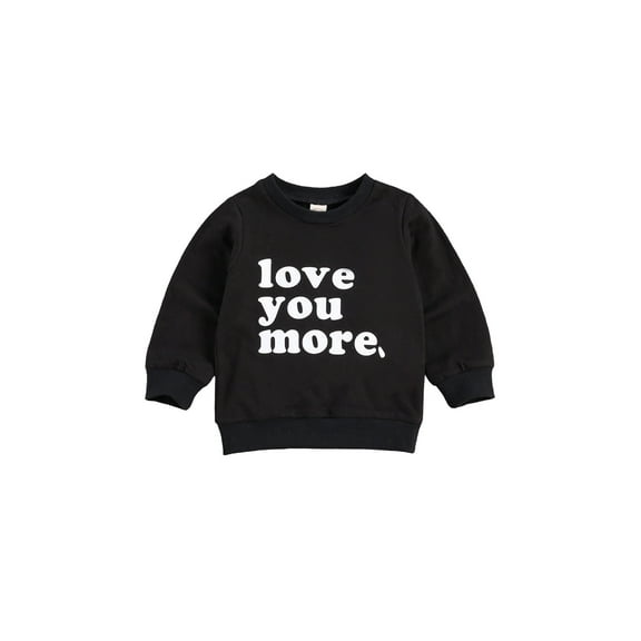 Jxzom Infant Toddler Boys Girls Crewneck Sweatshirt Love You More Letter Printed Long Sleeve Pullover Shirt Sweater Tops