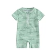 thumbnail image 1 of Jxzom Kids Toddler Baby Boy Rash Guard One Piece Swimsuit Rompers Zipper Short Sleeve Turtle/Shark Print Bathing Suit Swimwear, 1 of 8
