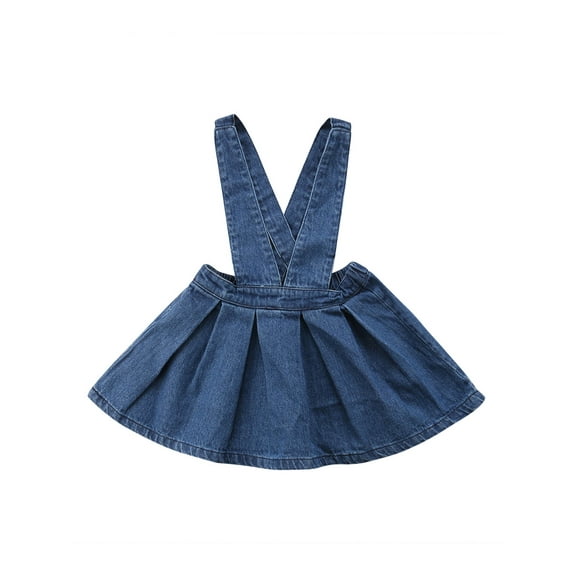 Jxzom Kids Toddler Baby Girl Suspender Denim Skirt 6M 12M 2T 3T 4T 5T Solid Color Waist Elastic Band Fashion Wild Skirt